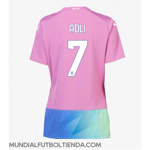 Camiseta AC Milan Yacine Adli #7 Tercera Equipación Replica 2023-24 para mujer mangas cortas